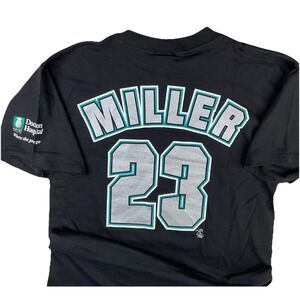 Florida Marlins T Shirt Mens L Andrew Miller 23 Stitches MLB Black Y2K Vintage